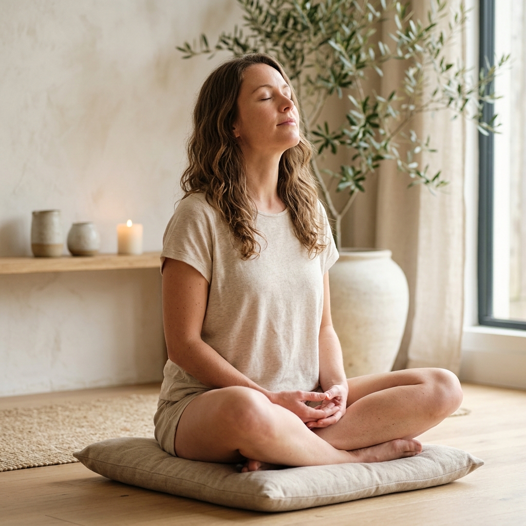 Person finding inner calm and overcoming anxiety